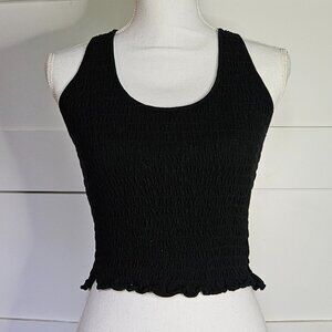 American Eagle Small Crop Halter Tank Top Sleeveless Stretch Black